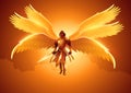 Archangel with six wings holding a sword Royalty Free Stock Photo