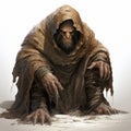 Gigantic Troll In Brown Cloak: D&d Digital Painting Concept Art