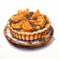 Fantasy Art Inspired Pumpkin Chiffon Pie Watercolor Illustration