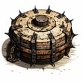 Fantasy Art: Intricate Monster Barrel With Spikes - Creative Commons Attribution
