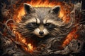 Fantasy art of raccoon head. Wildlife Animals