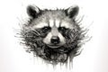 Fantasy art of raccoon head. Wildlife Animals