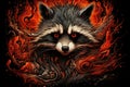 Fantasy art of raccoon head. Wildlife Animals