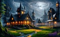 Fantasy Art Realistic Witch Place Environment By Stunning Mystical Buildings