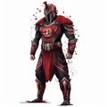 Fantasy Artwork: Unique Character Design In Red And Black Armour