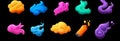 A fantasy asteroid leaving a trail of colorful fire and dust. A modern cartoon illustration of a fast-flying comet in