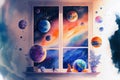 Fantasy astronomer room, astronomer kids room interior, generative ai