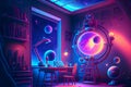 Fantasy astronomer workplace, ai illustration