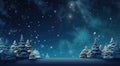 Fantasy background with Christmas night. Winter forest with fantastic moon and lights. Christmas background