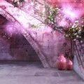 Fantasy background courtyard Royalty Free Stock Photo