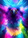 Fantasy background with enchanted Phoenix bird. fantastic magical multicolored bird illustration. Generative Ai