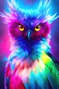 Fantasy background with enchanted Phoenix bird. fantastic magical multicolored bird illustration. Generative Ai