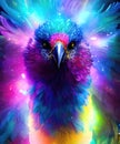 Fantasy background with enchanted Phoenix bird. fantastic magical multicolored bird illustration. Generative Ai