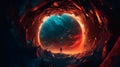 fantasy background of the Galaxy rounded hole the time loop gate Royalty Free Stock Photo