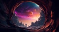fantasy background of the Galaxy rounded hole the time loop gate Royalty Free Stock Photo
