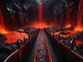 fantasy background of hell cave, colorful illustration Royalty Free Stock Photo