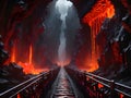 fantasy background of hell cave, colorful illustration Royalty Free Stock Photo