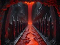 fantasy background of hell cave, colorful illustration Royalty Free Stock Photo