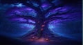 Fantasy beautiful evil tree with light in forest