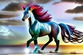 Fantasy being, white horse with purple hair Royalty Free Stock Photo