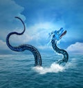 Fantasy blue serpent from the ocean depths
