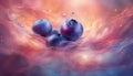 Fantasy blueberry. Abstract background. Blurred fairytale colored berry background. AI generated