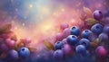 Fantasy blueberry. Abstract background. Blurred magical colored berry background. AI generated