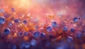 Fantasy blueberry. Abstract mystical background. Blurred colored berry background. Magic lighting. AI generated