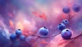 Fantasy blueberry. Abstract mystical background. Blurred colored berry background. Selective focus. AI generated