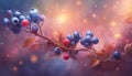 Fantasy blueberry. Abstract mystical background. Blurred colorful berry background. AI generated