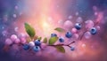 Fantasy blueberry. Abstract mystical background. Blurred fabulous colored berry background. AI generated
