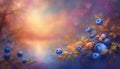 Fantasy blueberry. Abstract mystical background. Blurred fairytale colored berry background. AI generated