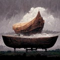 fantasy boat illustration - boat in a boat, ai generated image