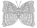 Fantasy butterfly hand-drawn coloring book page for adults vector illustration Royalty Free Stock Photo