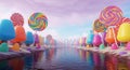 Fantasy Candy Forest with Lollipops and Sweets Royalty Free Stock Photo
