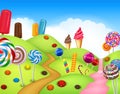 Fantasy candyland with dessrts and sweets Royalty Free Stock Photo