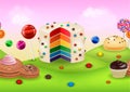 Fantasy candyland with dessrts and sweets Royalty Free Stock Photo