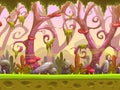 Fantasy cartoon forest seamless landscape