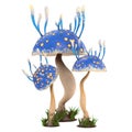 Fantasy cartoon mushrooms on an isolated white background. 3d illustration