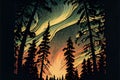 Fantasy cartoon northern sky abstract background.