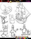 Fantasy cartoon set for coloring book Royalty Free Stock Photo