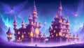 Fantasy Castle city anime art of magestic fortess in fairy land royal background ai generated