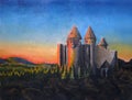 Fantasy Castle at dawn Royalty Free Stock Photo