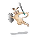 Fantasy Cat Warrior Cartoon Character Vector Illustration Royalty Free Stock Photo