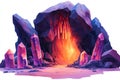 a fantasy cave entrance surrounded by jagged crystals and bathed in an inner glowing light Royalty Free Stock Photo