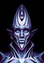 Fantasy character close up, alien, cosmic elf, humanoid, with big eye