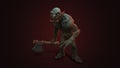 Fantasy character Troll Berserker in epic pose - 3D render Royalty Free Stock Photo