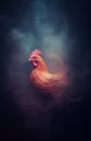Fantasy chicken Rooster - chicken deity - chicken god - dark background