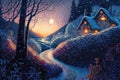 Fantasy Christmas scenery, winter landscape, wallpaper or background, digital illustration Royalty Free Stock Photo