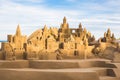 Fantasy city made from sand against a blue sky